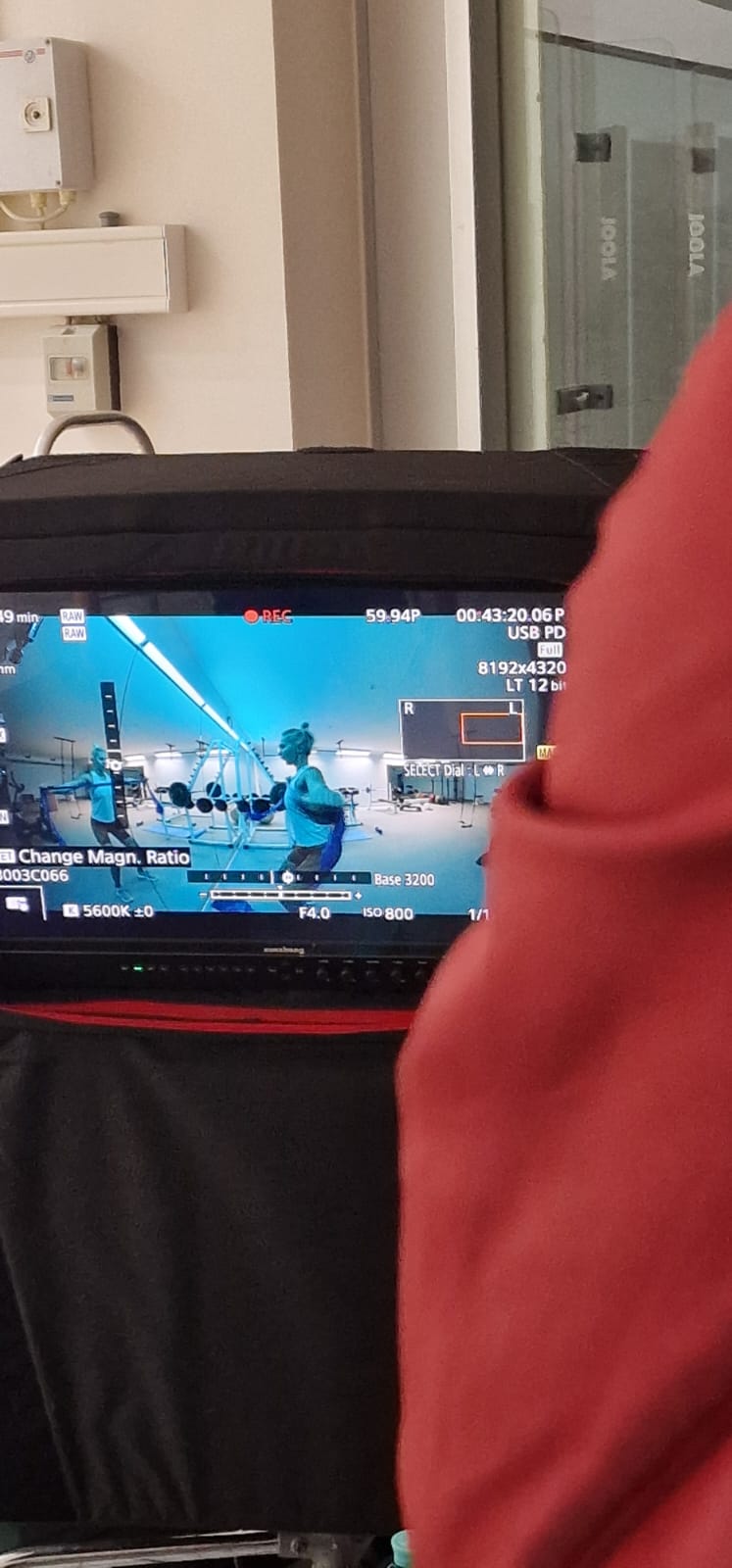 Blick auf Kamera-Screen währen des Drehs